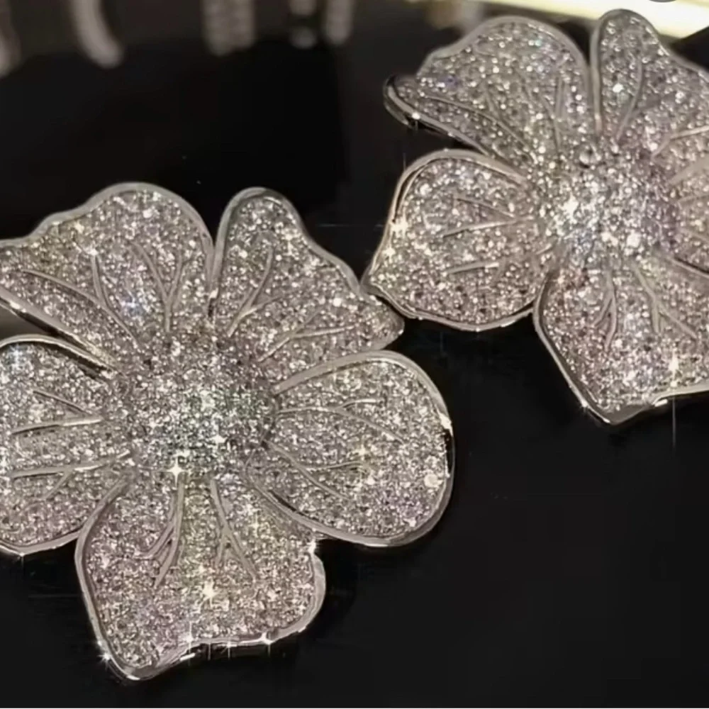 Dazzling Silver Floral Earrings